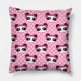 Flower Crown Panda Face Pattern Pillow