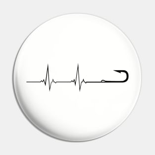 fishing hook heartbeat Pin