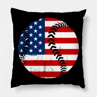 Usa America Flag Baseball 4Th Of July Pillow