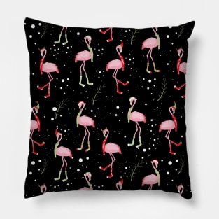 Cute Christmas pink flamingo pattern Pillow