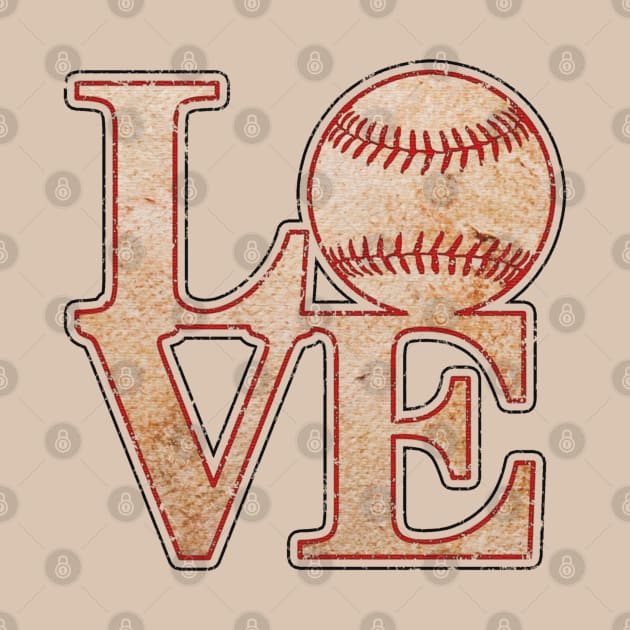 LOVE BASEBALL MOM Vintage Distressed Baseball Textured Appearance by TeeCreations