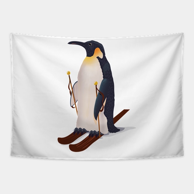 Skiing Penguin Tapestry by nickemporium1