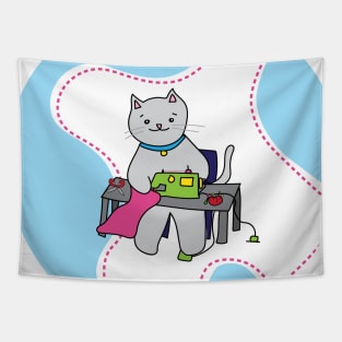 Sewing Kitty Tapestry