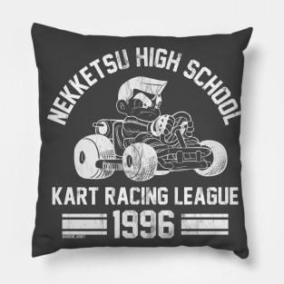 Kunio Kart High School Racing Shirt - White (Dark BG) Pillow