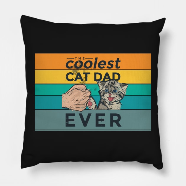 Coolest Cat Dad Ever Kitten Vintage Retro Aesthetic Vibes Animal Fist Pump Social Distancing FaceMask Pillow by gillys