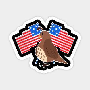 Quail American Flags Magnet