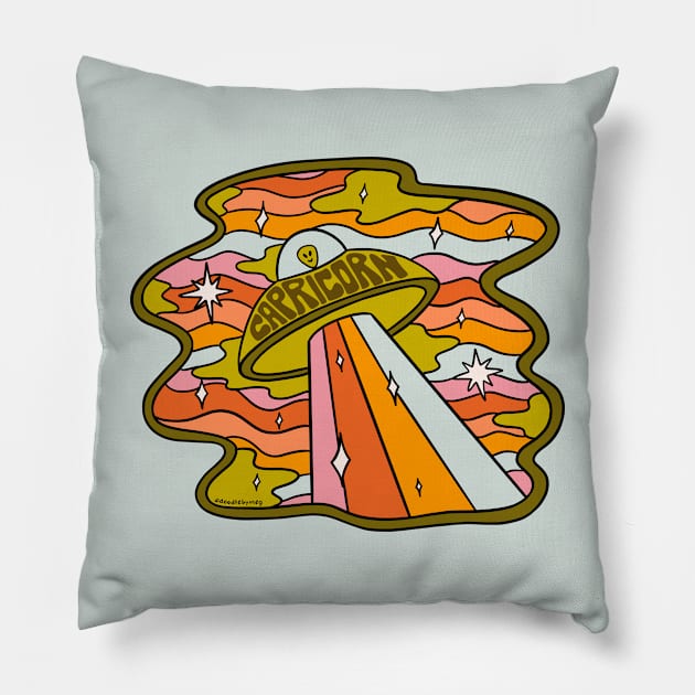 Capricorn UFO Pillow by Doodle by Meg