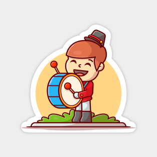 Cute Marching Band Drummer Music Cartoon Vector Icon Illustration Magnet