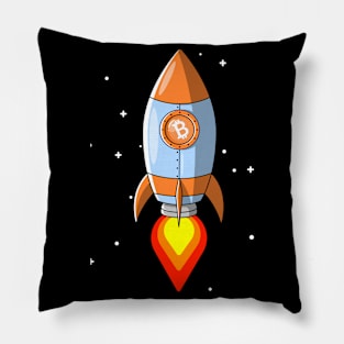 Bitcoin Rocket - Funny Crypto Moon Joke Blockchain Investor Pillow