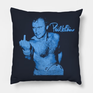 Funny Phil Collins Fan Art Blue Pillow