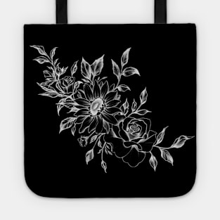 Sun Flower and Roses Tattoo Design Tote