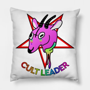 Cult leader pink colorful goat Pillow