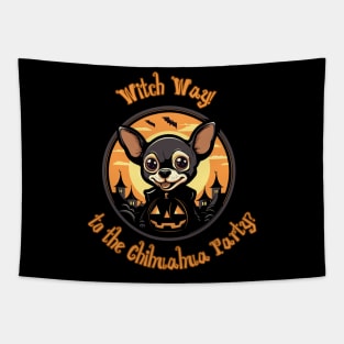 Witch Way to the Chihuahua Party Tapestry