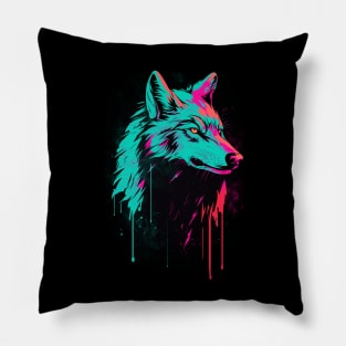 Splatter retro wolf Pillow