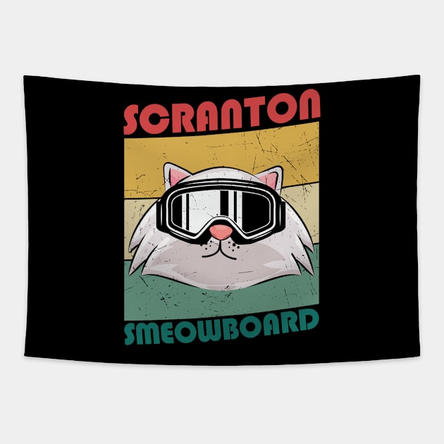 Scranton snowboarding retro Tapestry by SerenityByAlex