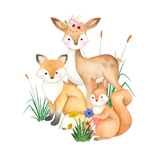 Forest Animals Deer, Fox, and Squirrel by Unicorns and Farts