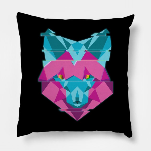 Fox (WILD GLITCH) Pillow by Nidavellir