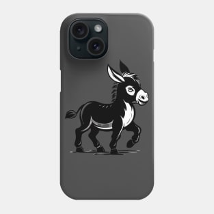 Cute Black and White Donkey Cartoon Animal Art Phone Case