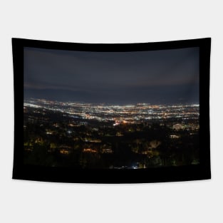 Aerial view of the San Fernando Valley at night Tapestry