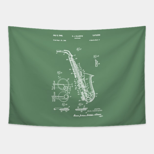 Saxophone Patent Drawing 1949 Tapestry by Joodls