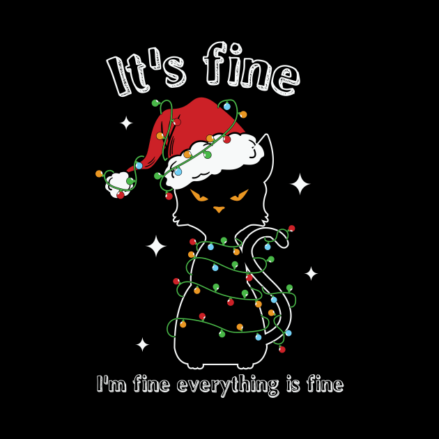 Black cat Christmas its fine im fine everything is fine by studio.artslap