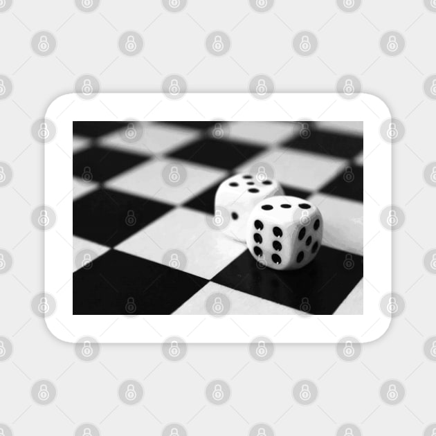 B&W two dice Magnet by AdiDsgn