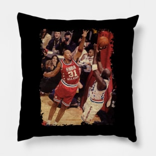 Shawn Marion Contesting Michael Jordan's Shot in The NBA All Star Game Pillow