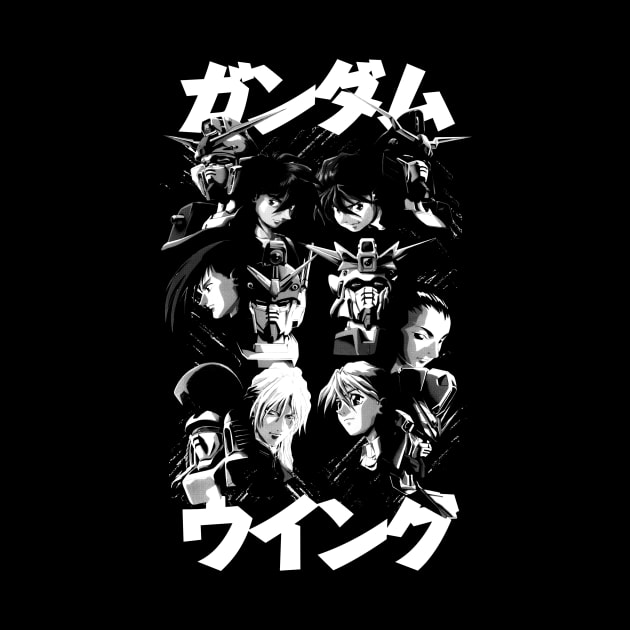 Gundam Wing Pilots (white) by geekingink