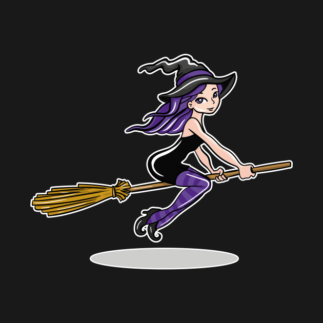 Witch On A Broom by LetsBeginDesigns