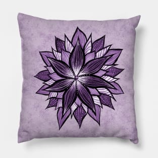 Purple Flower Abstract Floral Mandala Pillow