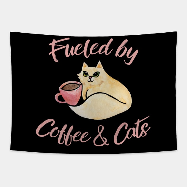 Fueled by Coffee and Cats Tapestry by bubbsnugg