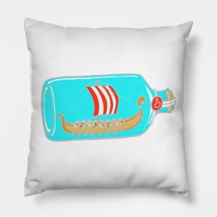 Viking Ship In a Bottle Pillow