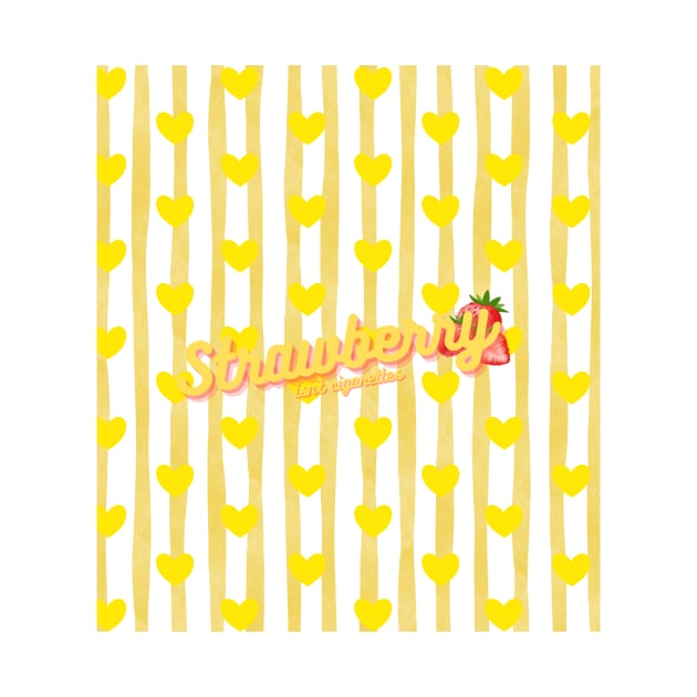 Strawberry Yellow Stripes Pattern by Cylien Art