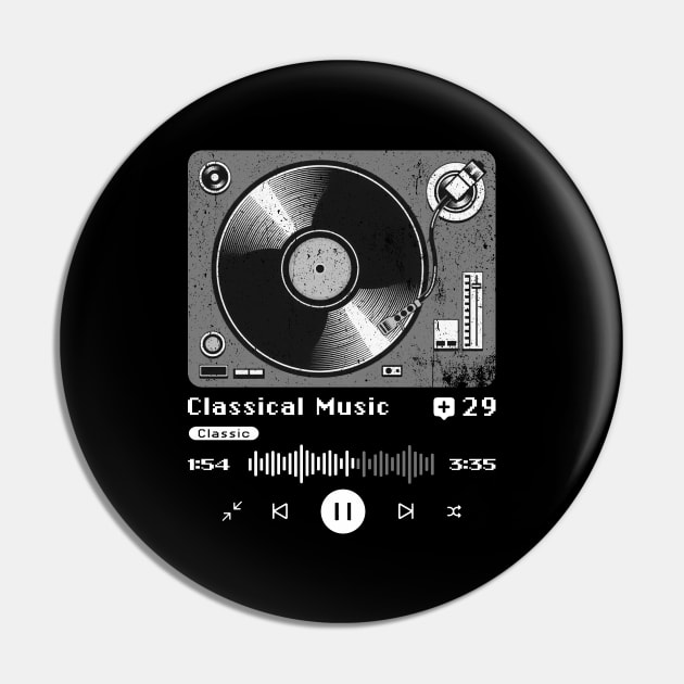 Classical Music ~ Vintage Turntable Music Pin by SecondLife.Art