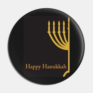 Happy Hanukkah greeting with Golden Menorah illustration on Black background Pin