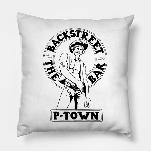 Backstreet Bar Vintage Retro LGBT Gay Ptown Provincetown Pillow by WearingPride