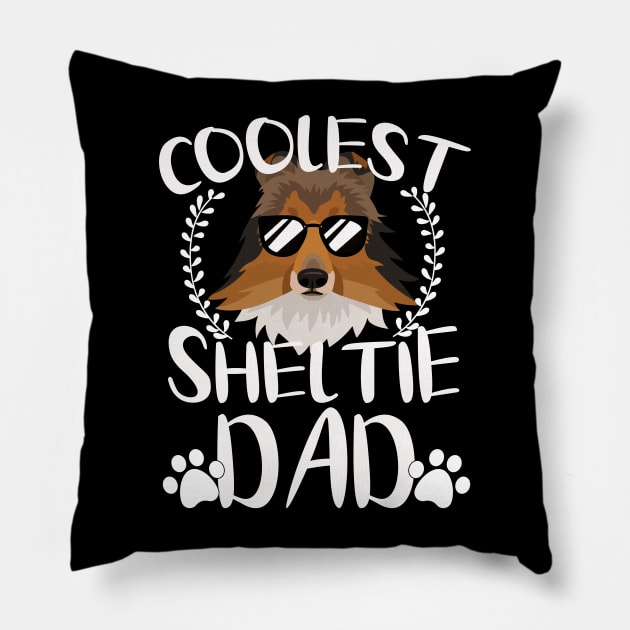 Glasses Coolest Sheltie Dog Dad Pillow by mlleradrian