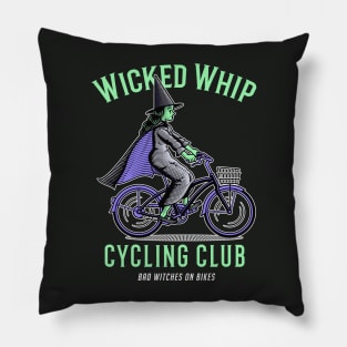 Funny Witch on Bicycle // Wicked Whip Cycling Club Pillow