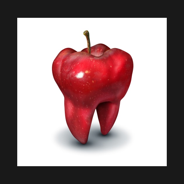 Dentist Dental Health Concept as an apple shaped as a molar tooth by lightidea