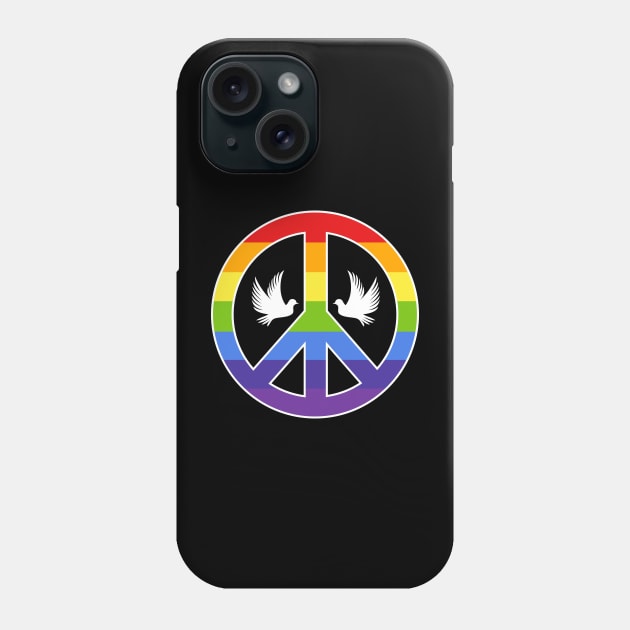 Rainbow Peace Symbol with Doves Phone Case by Wareham Spirals