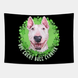 One Lucky Bull Terrier Funny St. Patrick Dog Tapestry