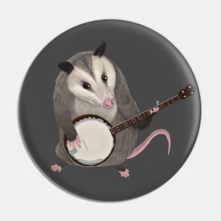 Opossum playing the banjo - possum Pin