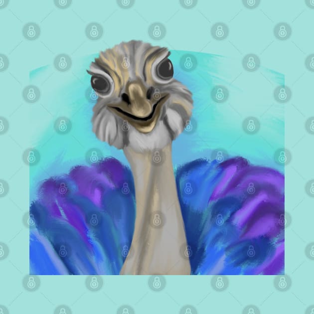 Colorful ostrich drawing by Antiope