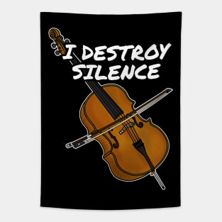 I Destroy Silence Cello Cellist String Quartet Funny Tapestry