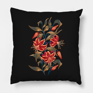 Tiger Lily - Orange Green Pillow