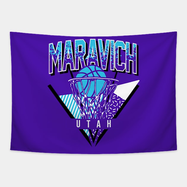 Utah Basketball Throwback 90s Maravich Tapestry by funandgames