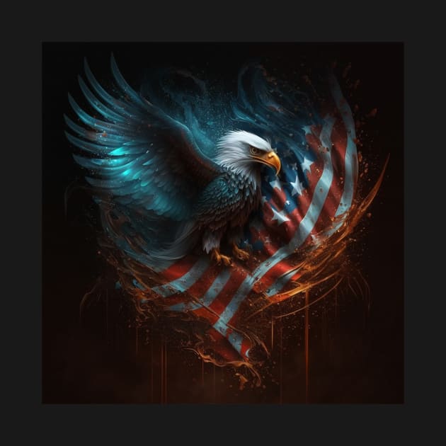 American Eagle and Flag Abstract Art by Jades-Corner