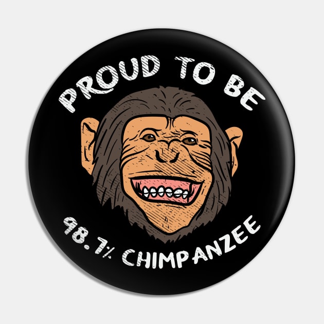 Proud To Be 98.7% Chimpanzee Pin by maxdax