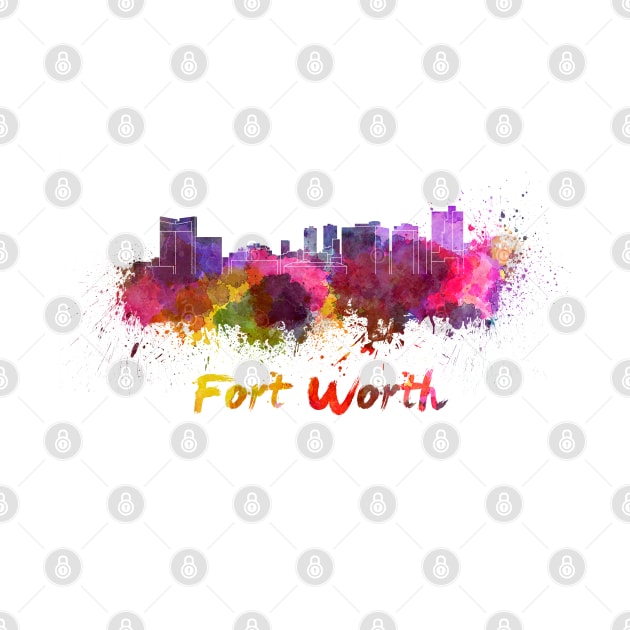 Fort Worth skyline in watercolor by PaulrommerArt