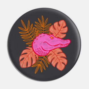 Tropical Botanical Hot Pink Alligator Pin